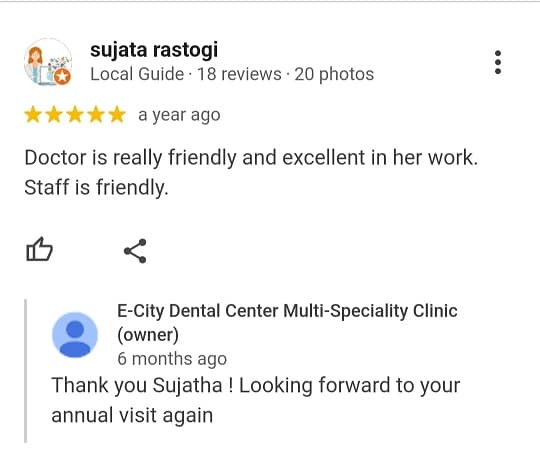 Patient review for V2 ECity Dental Center, Electronic City, Bengaluru