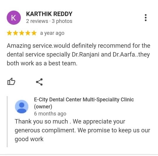 Patient review for V2 ECity Dental Center, Electronic City, Bengaluru