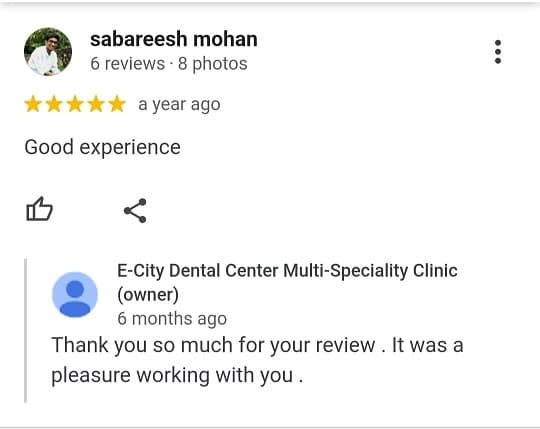 Patient review for V2 ECity Dental Center, Electronic City, Bengaluru